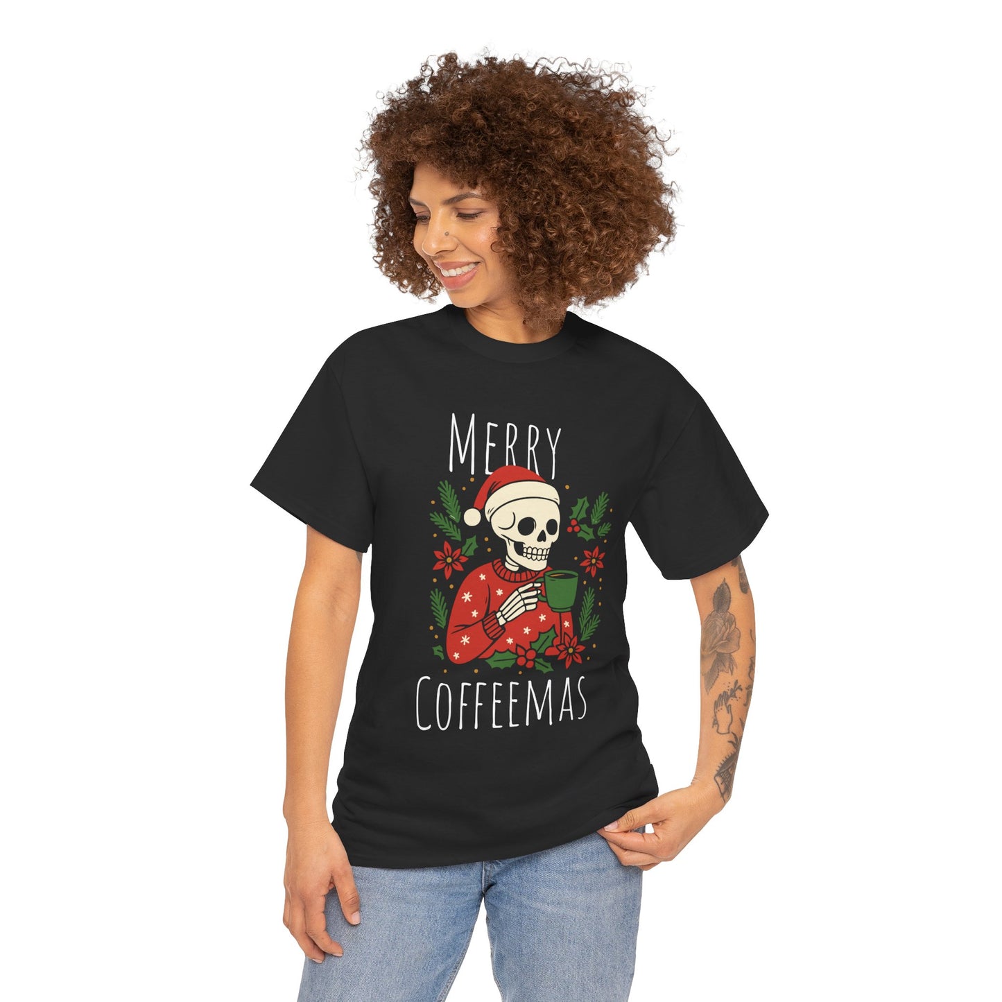 Merry Coffeemas T-Shirt — Skull Santa Coffee Holiday Tee
